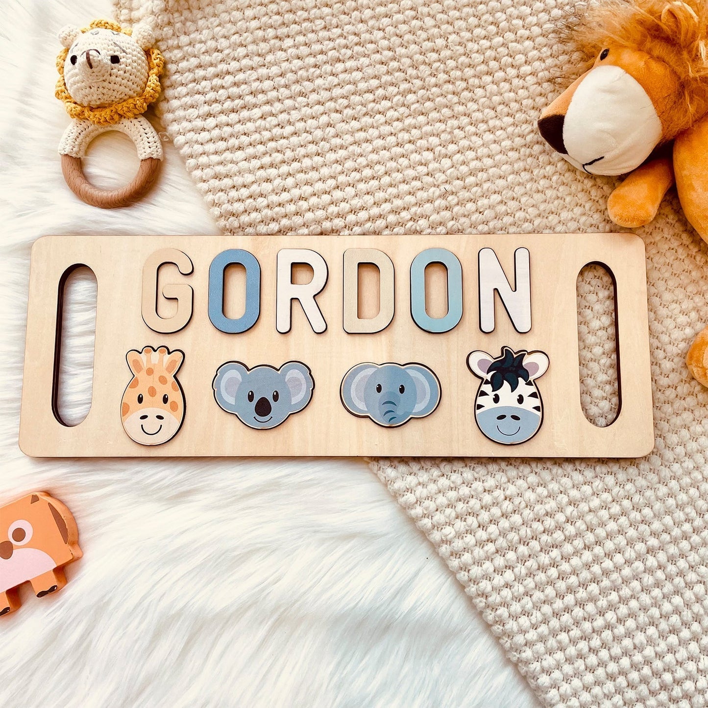 Personalized Wooden Baby Name Puzzle with Handle