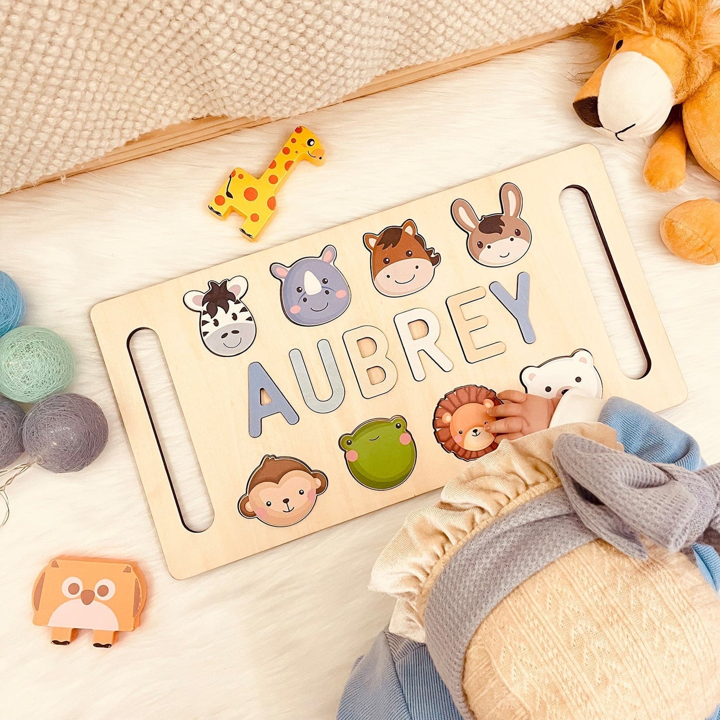 Personalized Wooden Baby Name Puzzle with Handle