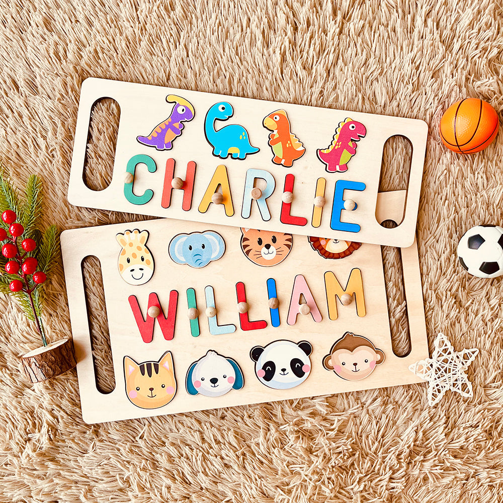 Personalized Wooden Baby Name Puzzle with Handle