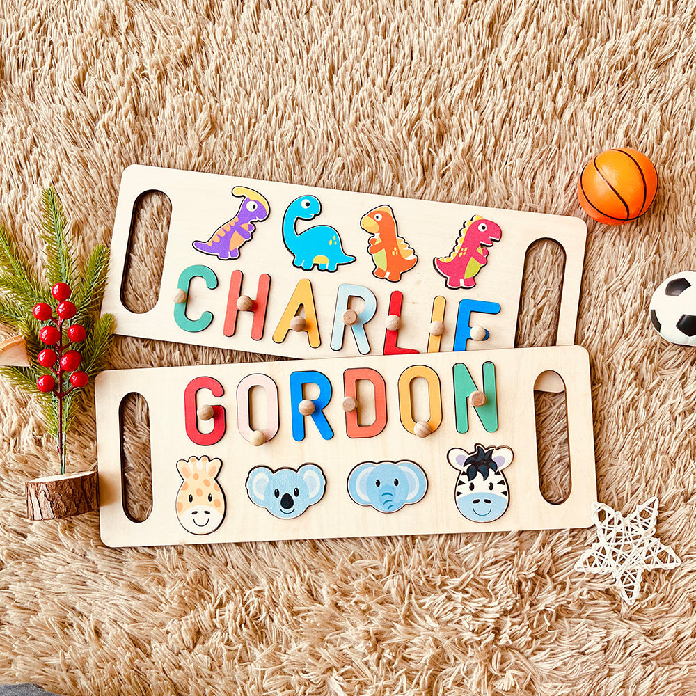 Personalized Wooden Baby Name Puzzle with Handle