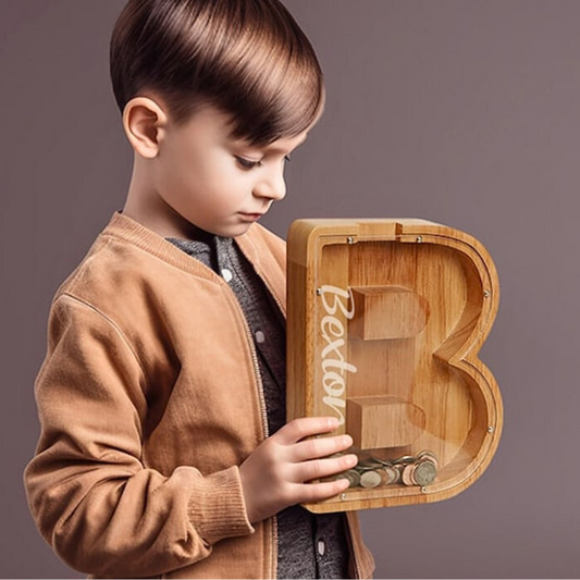 Wooden Letter Piggy Bank For Kids