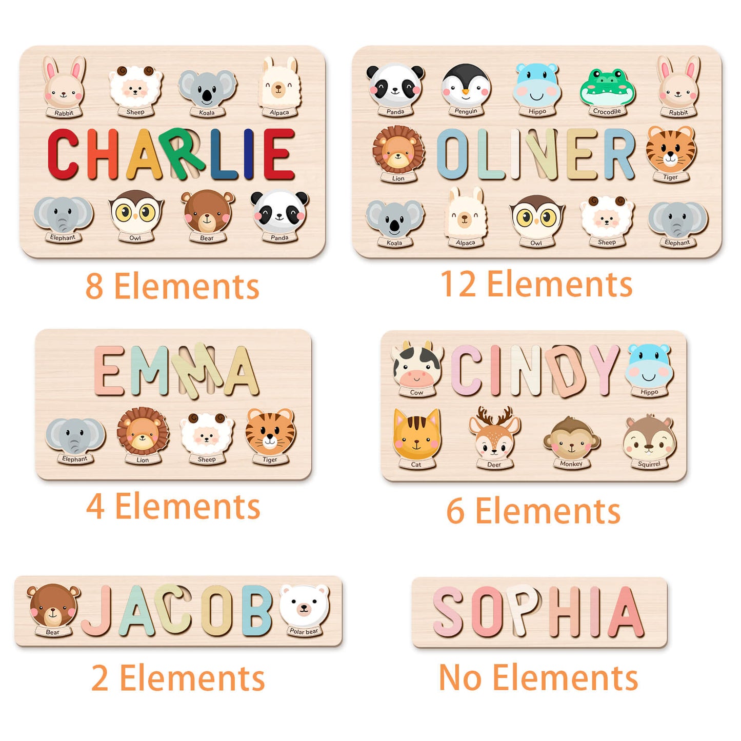 Personalized Wooden Baby Name Puzzle-Element With Name