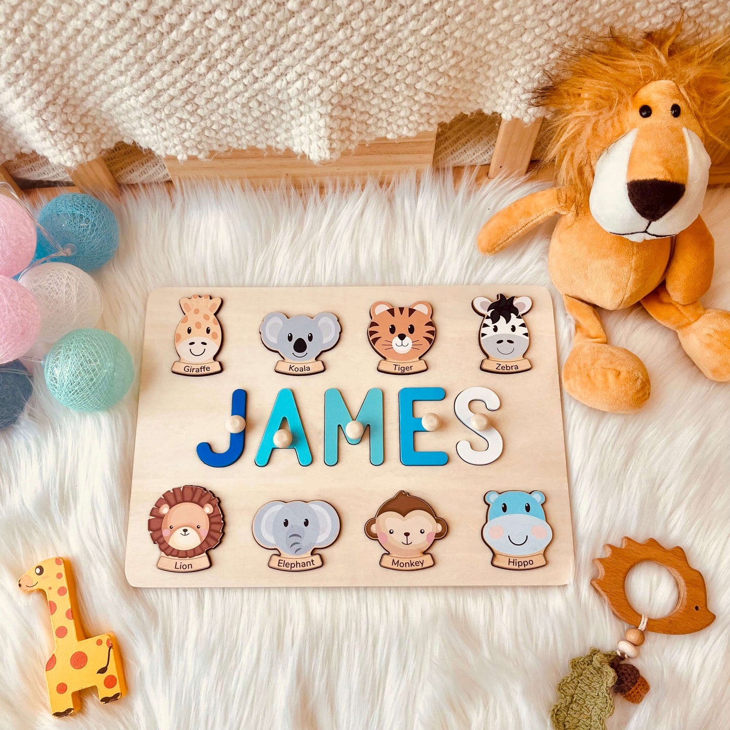 Personalized Wooden Baby Name Puzzle-Element With Name