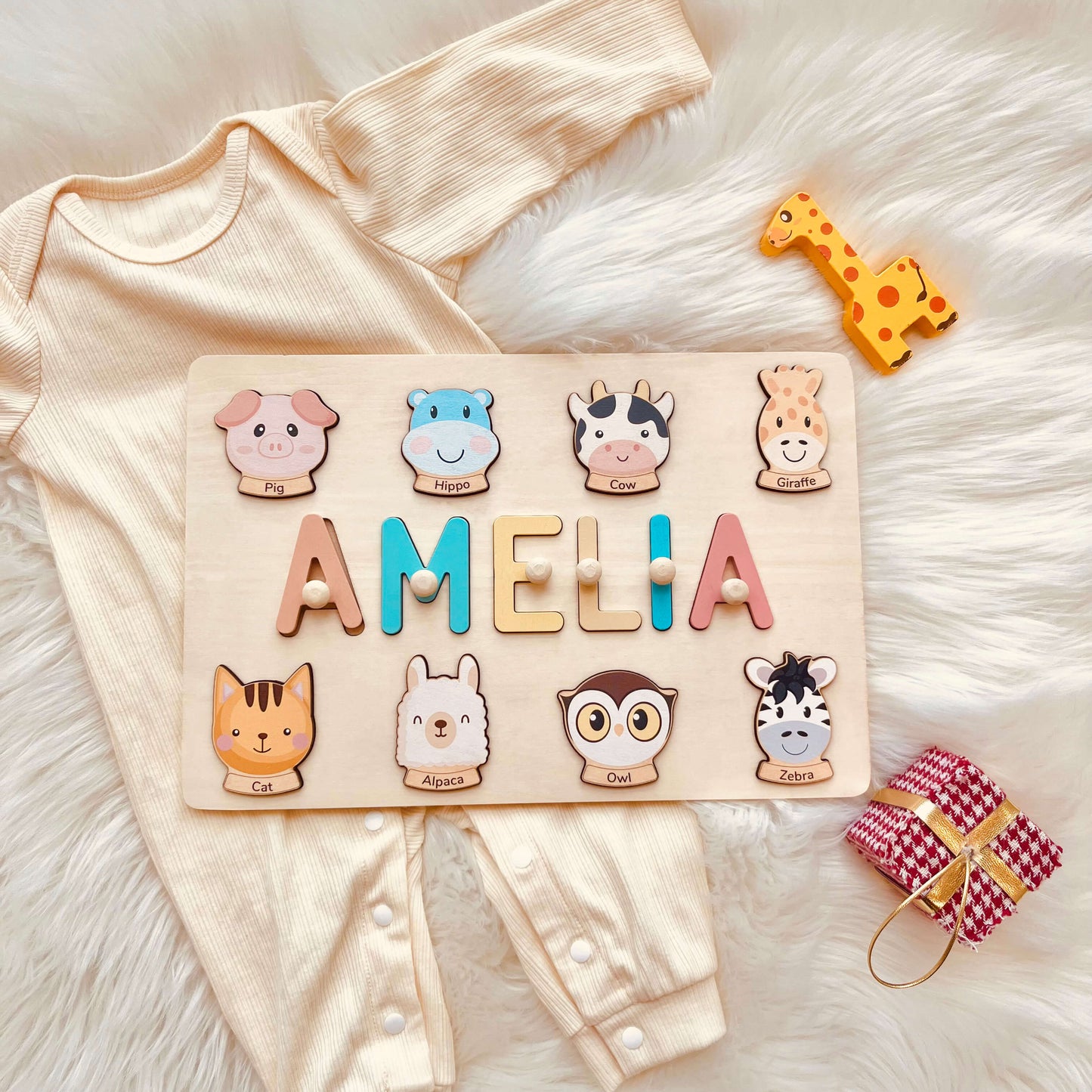 Personalized Wooden Baby Name Puzzle-Element With Name