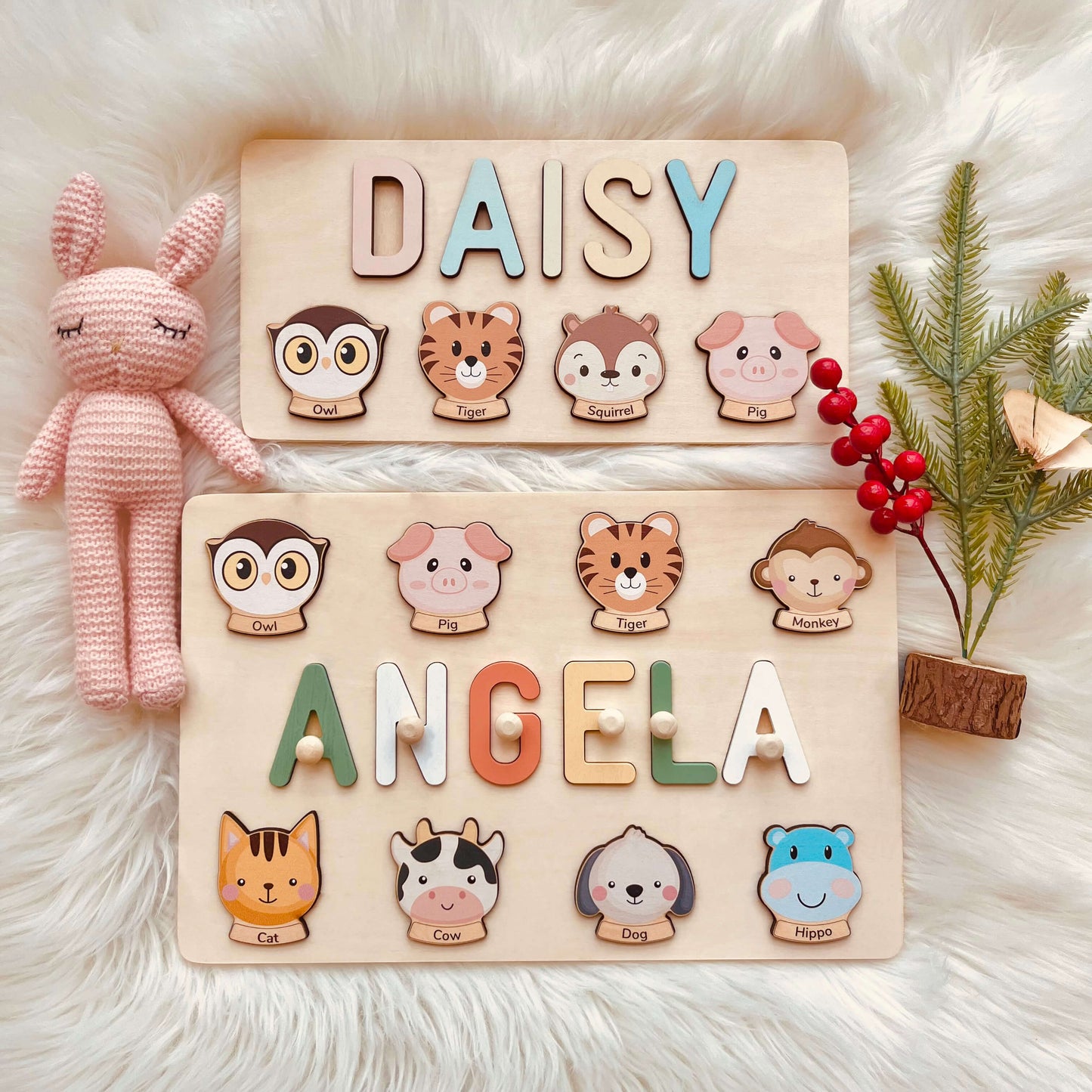 Personalized Wooden Baby Name Puzzle-Element With Name