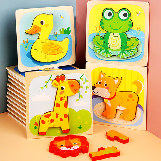 Wooden Cartoon Educational Puzzles (18 Pcs/1 Set)